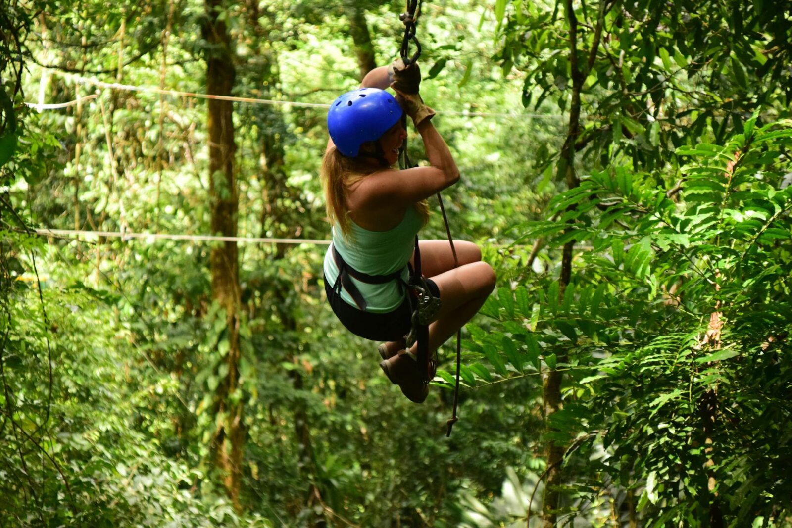 woman on zipline